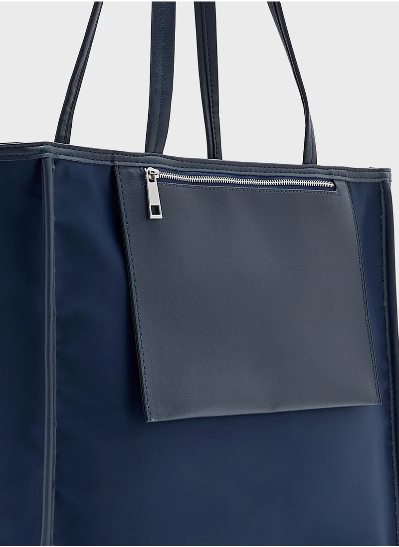 ايلا Mix Material Multipocket Tote Bag