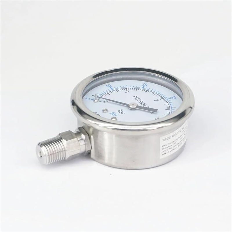 304 Stainless Steel 60mm Dial Pressure Gauge 0 4 Bar PSI BSPT Male For Steam Brewing Pneumatic - Image 5
