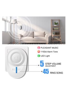 SYOSI Wireless Doorbell Waterproof Mini Doorbell 1000ft Range 110dB Mute Mode 45 Door Chimes and Colorful LED Flashing for Home Office  - Image 2