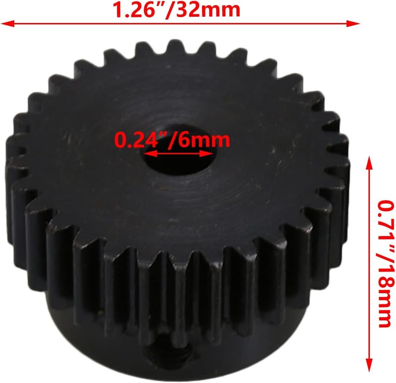 CNBTR 30 Motor Metal Gear Wheel 6mm Hole Diameter Modulus 1 Steel Gear Pack of 2 - Image 4