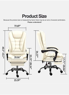 GoldenLike Office Chair Reclining Computer Desk Chairs with Footrest Ergonomic Computer Gaming Chair Leather Executive Office Chair Big and Tall Office Massage Chair Home Office Chair  - Image 4