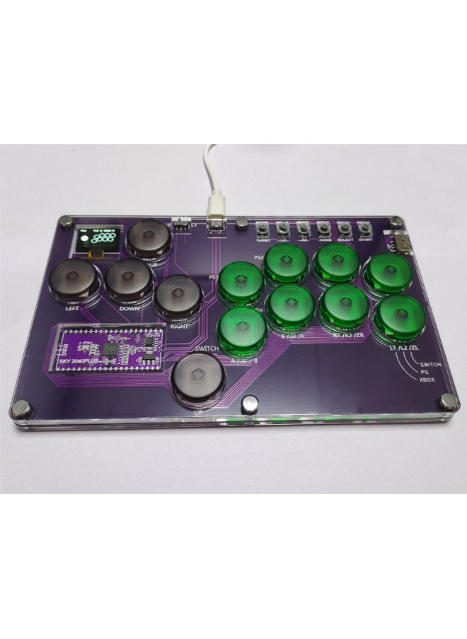 Generic SKY2040PLUS13 Key Custom SOCD Game Fighting Keyboard HITBOX Street Fighter 6steam Arcade PS5-Product Color:Sky2040plus 13 Keys Transparent Gray + Green  - Image 1