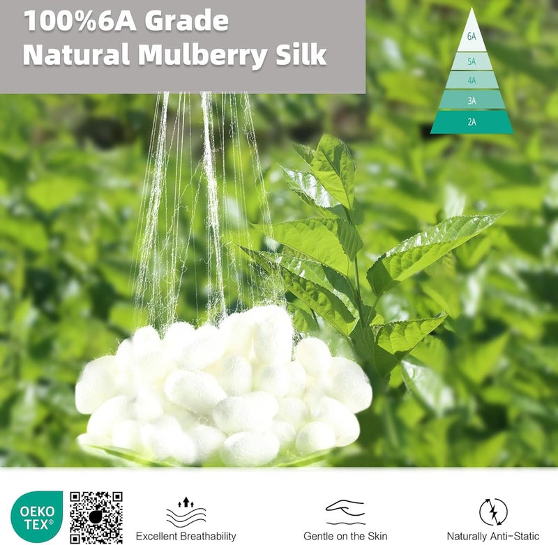 تاون سيلك حافظة وسادة من من الحرير، مقاس 40 × 40 سم - 100% حرير كرز، سمك 19 مم، حرير على كلا الجانبين، معتمدة وفقًا لمعيار Oeko-Tex، الدرجة 6A، مزودة بسحاب، قطعة واحدة، لون أبيض. - Image 2
