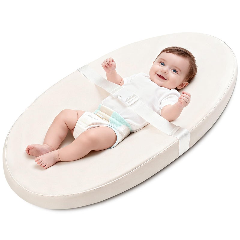 VISFAPAER Baby Diaper Changing Pad Wipeable Baby Changing Pad for Dresser Contoured Waterproof Changing Pad with PU Cover NonSlip Safety Belt Bottom Portable Lightweight - Image 2