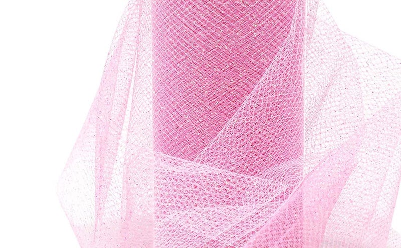 ProKart Premium Net Fabric Mesh Solid Glitter Cloth for Flower Bouquet, Trousseau Packing, Fabric for Gift Wrapping, Party Hall Decor, Sweet Boxes, Gift Decoration (20 Meters, Baby Pink) - Image 1