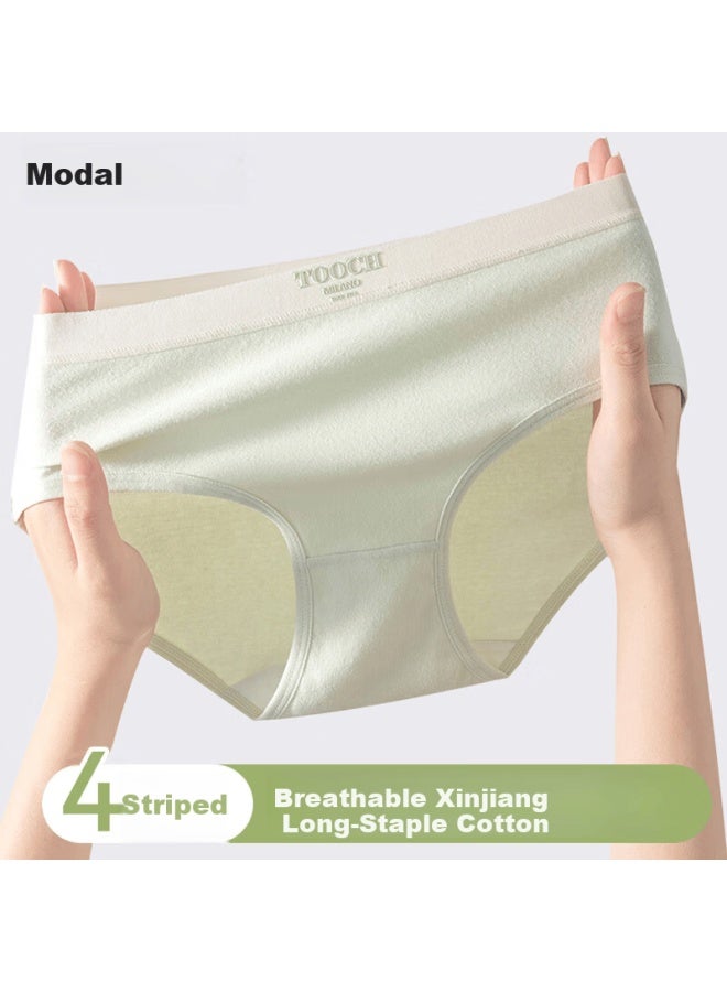 Modal Women's Underwear 7a Grade Antibacterial Mid-waist Seamless Pure Cotton No-pinch Hip Triangle Panties 4-pack M - Image 1