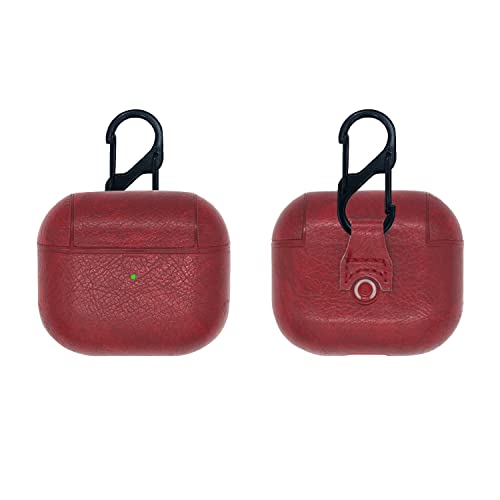 GadgetBite Leather Shock-Absorbing Protective Case Skin with Keychain Compatible with Apple AirPods 3rd Generation/Airpod 3 (Wine Red) - Image 3