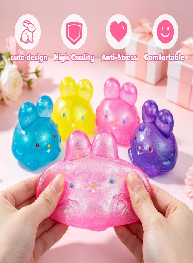 donciety Stress Relief Glitter Bunny Squeeze Toy, Bunny Stress Ball- Anxiety Calming Sensory Fidget Toy, Soft Squishy Ball for ADHD Autism, Stresss Rabbit Squishy (Yellow) - Image 2