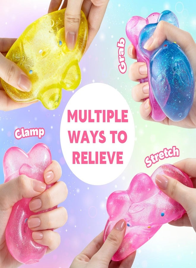 donciety Stress Relief Glitter Bunny Squeeze Toy, Bunny Stress Ball- Anxiety Calming Sensory Fidget Toy, Soft Squishy Ball for ADHD Autism, Stresss Rabbit Squishy (Yellow) - Image 5