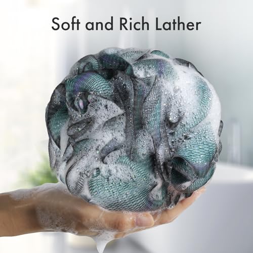 AmazerBath Charcoal Loofah Sponge, Shower Loofah 60g/PCS - Body Scrubber Loofa Set of 4 - Charcoal Blue, Green, Purple & Red, Bath Sponge for Men and Women - Image 3
