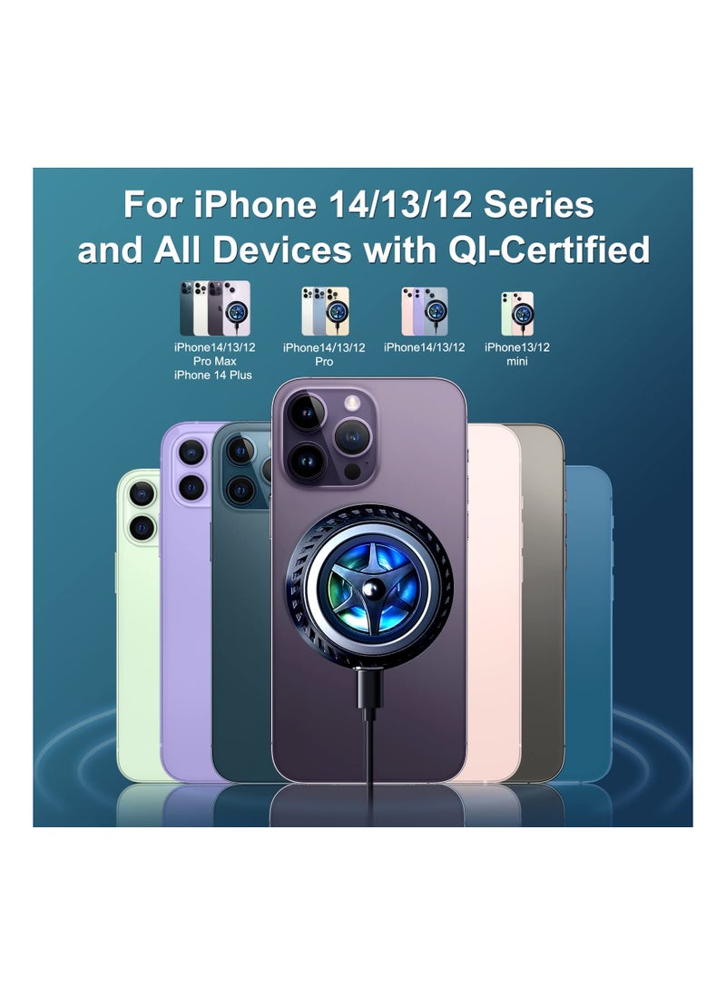 SYOSI Phone Cooler for Gaming Magnetic Wireless Charger, Cellphone Radiator Wireless Charger with Fan, Phone Cooler Fan with RGB Lights Compatible  - Image 3