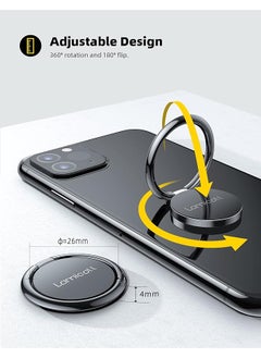 Lamicall Cell Phone Ring Holder Finger Stand Phone Kickstand 360° Rotation Polished Metal Grip Compatible With Iphone 16 15 14 13 12 Pro Max Galaxy S24 23 S22 S21 All Android Smartphone Black  - Image 5