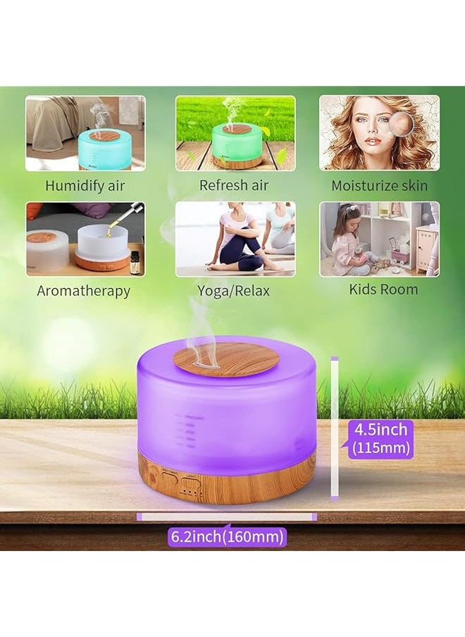 Aromatherapy Diffuser 500Ml Essential Oil Diffuser With Remote Cool Mist Ultrasonic Humidifier Quiet 4 Timer 7 Color Lights Vaporizer Humidifier For Bedroom Office Birthday Gift