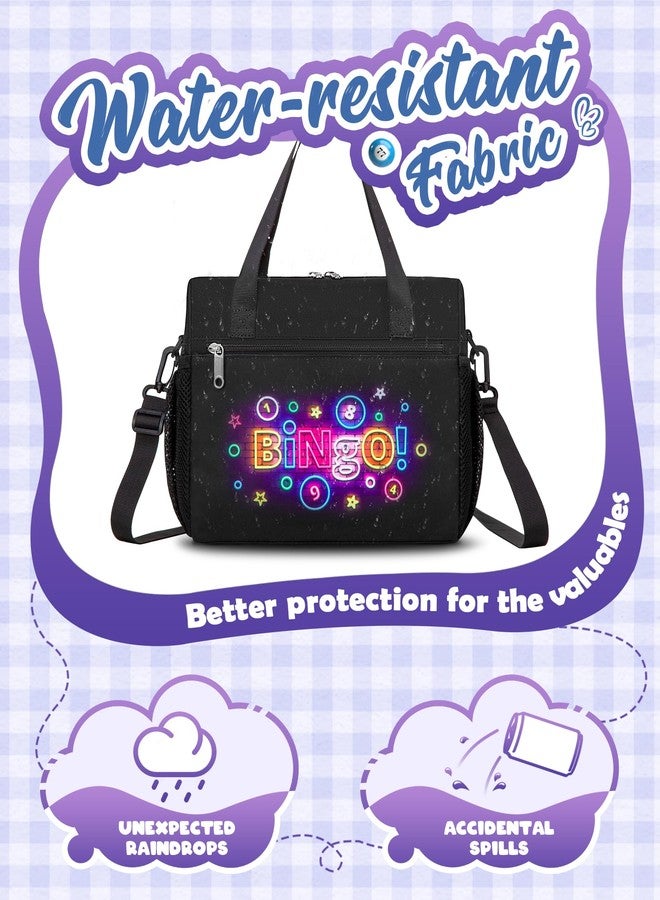 FOKDUVB Bingo Bag for Daubers Dabbers Dobbers Dotters Water Resistant Bingo Accessories Bag with Pockets for Adults Seniors (Black) - Image 5