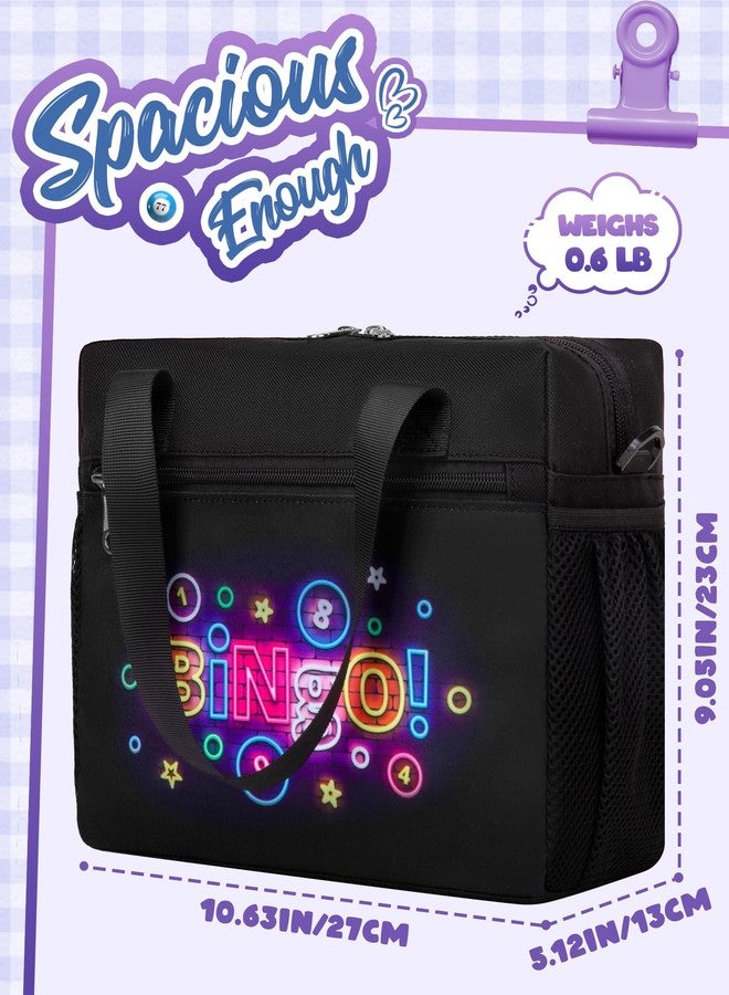 FOKDUVB Bingo Bag for Daubers Dabbers Dobbers Dotters Water Resistant Bingo Accessories Bag with Pockets for Adults Seniors (Black) - Image 4