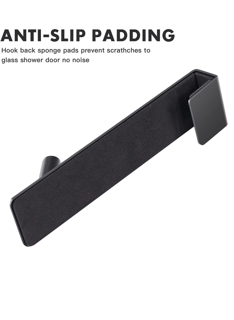 KASTWAVE 2 Packs Shower Door Hooks Over Door Hooks for Bathroom Frameless Glass Shower Door Towel Hooks Stainless Steel Hanger Drilling-Free Towel Rack Ideal For Robe Loofahs  Black - Image 4