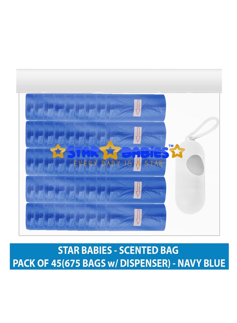 STAR BABiES Star Babies Scented Bag-Pack of 45/675bags with Dispenser - Navy Blue  - Image 2