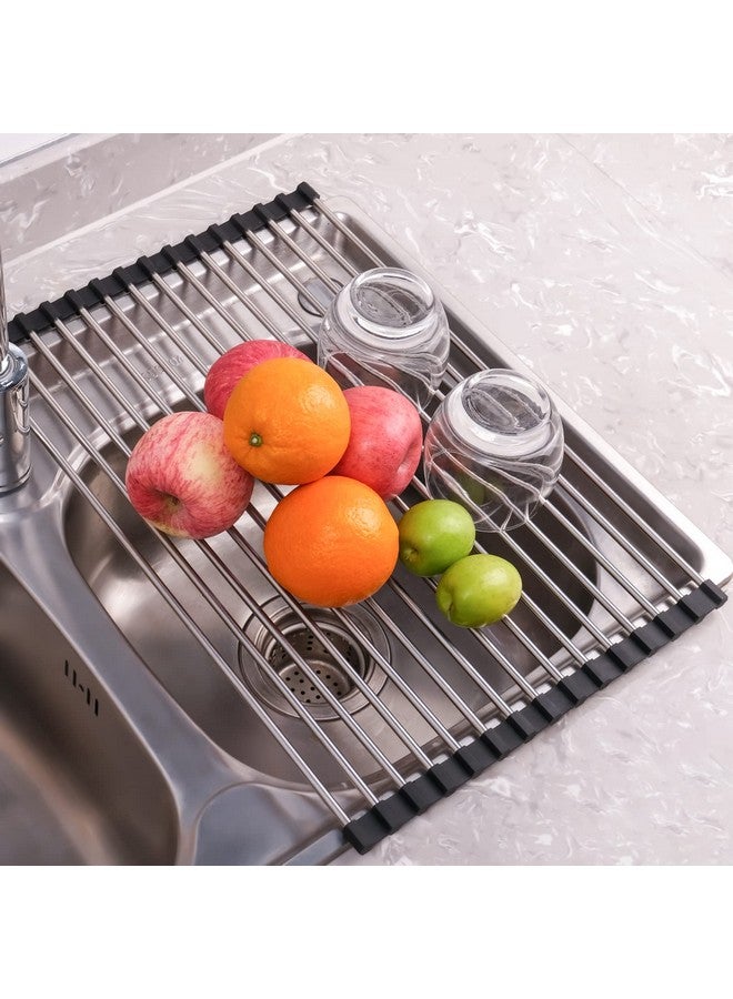 Seropy Roll Up Dish Drying Rack Over The Sink Drying Rack for Kitchen Counter, Rolling Dish Rack Over Sink Mat, Foldable Dish Drainer Stainless Steel Rack Kitchen Organization Gadgets 17.5"x11.8" - Image 1