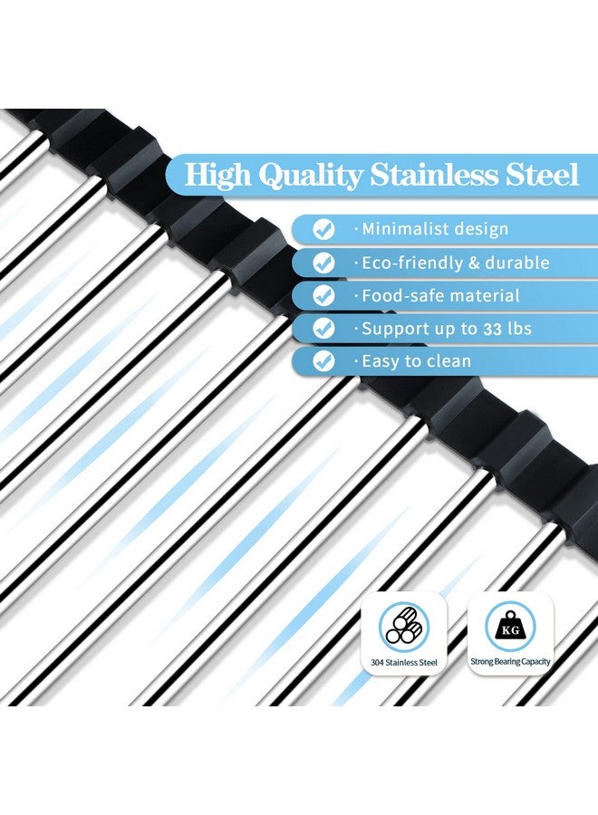 Seropy Roll Up Dish Drying Rack Over The Sink Drying Rack for Kitchen Counter, Rolling Dish Rack Over Sink Mat, Foldable Dish Drainer Stainless Steel Rack Kitchen Organization Gadgets 17.5"x11.8" - Image 3