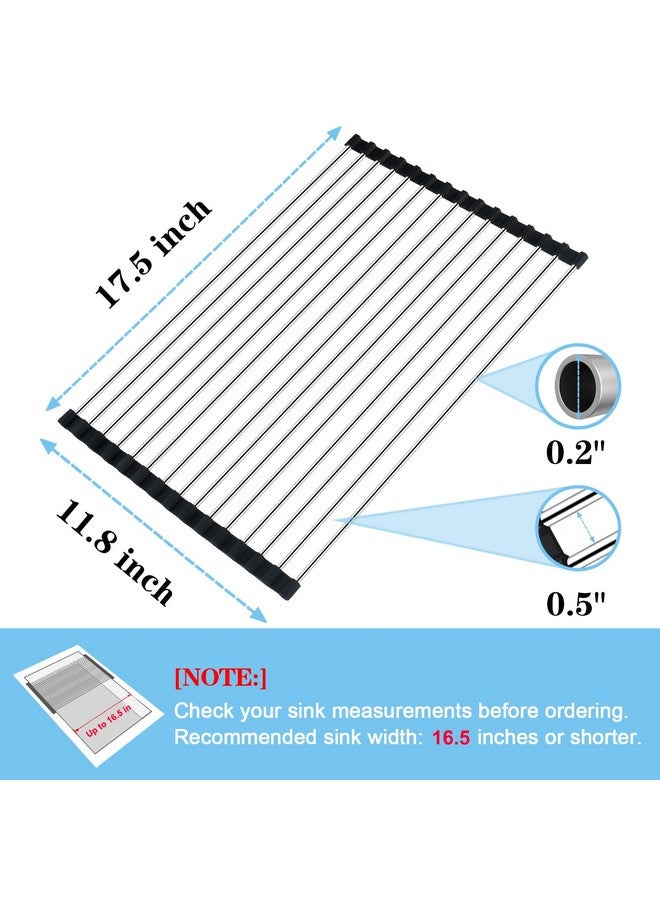 Seropy Roll Up Dish Drying Rack Over The Sink Drying Rack for Kitchen Counter, Rolling Dish Rack Over Sink Mat, Foldable Dish Drainer Stainless Steel Rack Kitchen Organization Gadgets 17.5"x11.8" - Image 2