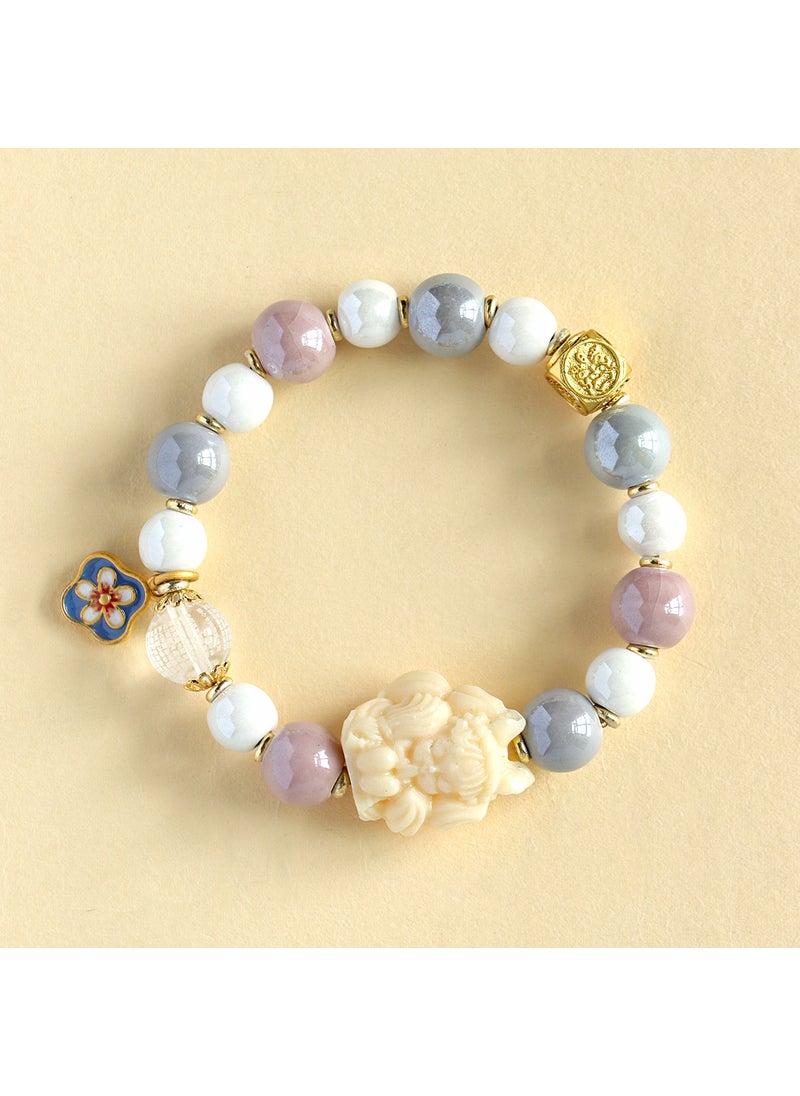 Generic - Nine-Tailed Fox Beaded Crystal Bracelet Nine-Tail Fox Ceramic Scripture White Crystal Bracelet - Image 1