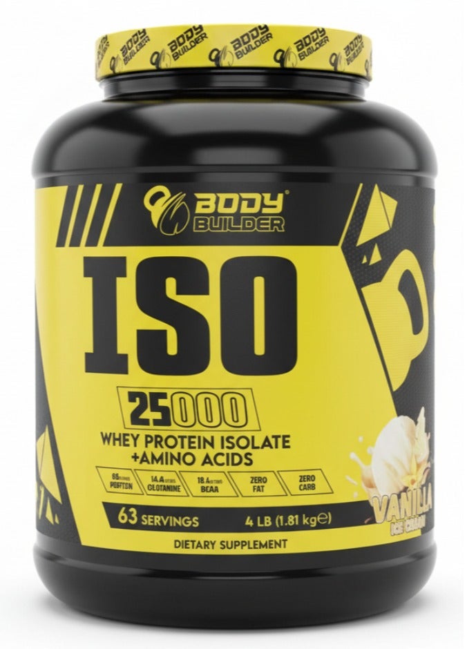 Body Builder ISO 25000 - Whey Protein Isolate - Zero Fat, Zero Sugar, Zero Carbs -Vanilla Ice Cream Flavor 4LB - Image 1