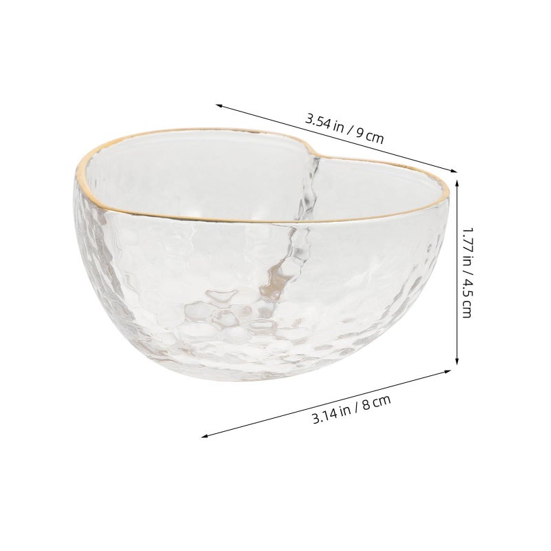 Gold Rim Heart Shaped Glass Fruit Bowls 3 Piece Set For Kitchen Serving - Image 3