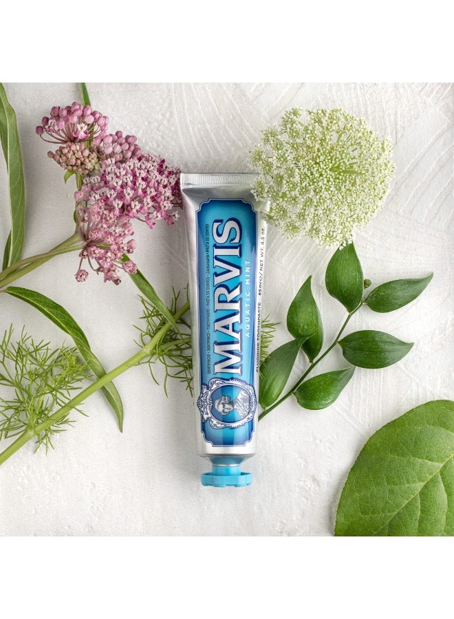 MARVIS Aquatic Mint Toothpaste 85 ml — Fluoride & Xylitol, Gentle Enamel-Safe Cleaning, Fresh Breath - Image 5