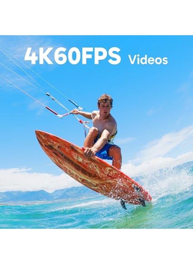 أكاسو AKASO Brave 8 4K60FPS Action Camera 33ft Waterproof Underwater Camera | 48MP Photo SuperSmooth Stabilization Touch Screen Sports Camera 5X Zoom 8X Slo-mo Remote Control with Helmet Accessories - Image 2