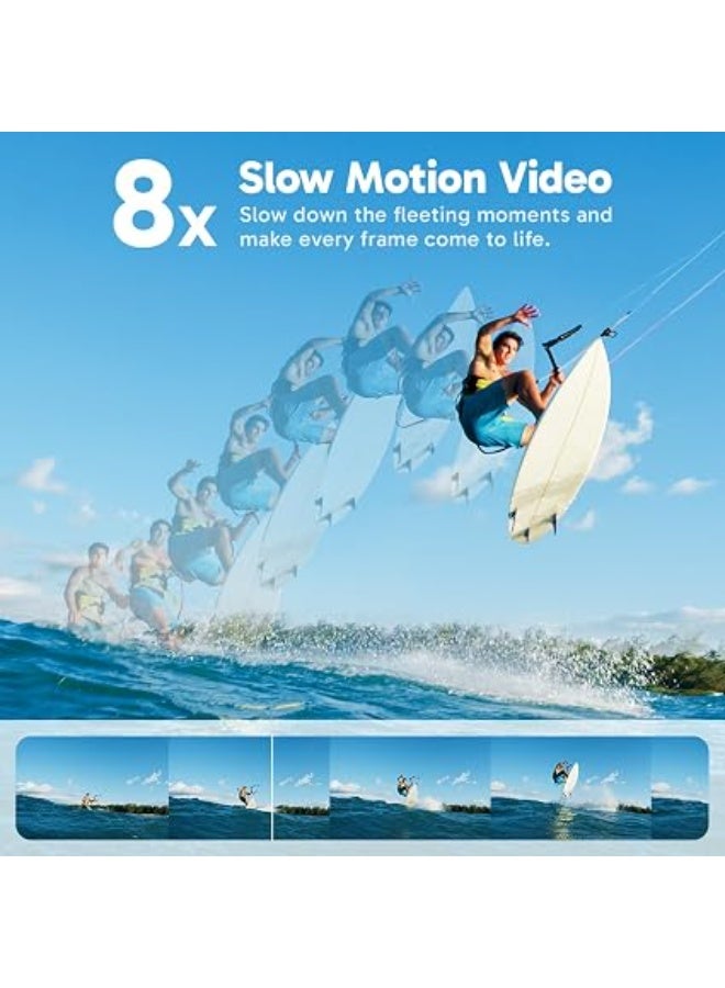 أكاسو AKASO Brave 8 4K60FPS Action Camera 33ft Waterproof Underwater Camera | 48MP Photo SuperSmooth Stabilization Touch Screen Sports Camera 5X Zoom 8X Slo-mo Remote Control with Helmet Accessories - Image 5