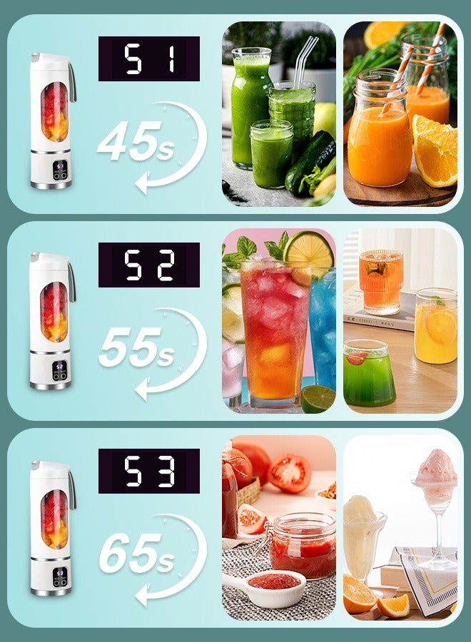Xoopla Portable Blender Smoothie Maker, 22000 RPM USB Rechargeable Juicer Ice Crusher, Travel Leak Proof Juice Blender Cup with 12-Leaf Stainless Steel Blades/LCD Digital Display/3-Gear Mode/1500mAh Battery/50 Watt/Lanyard, Mini Mixer Personal Juicing for Smoothies Fresh Fruit Protein Shakes - (16oz/450mL) - Image 4