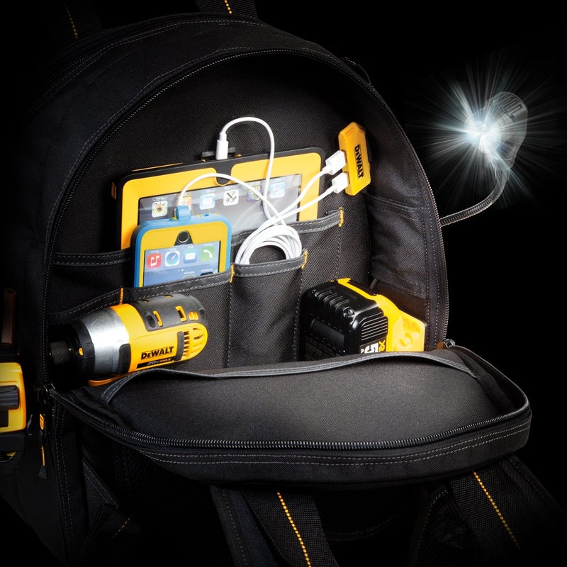 Dewalt 33 Pocket Lighted Usb Charging Tool Backpack - Image 2