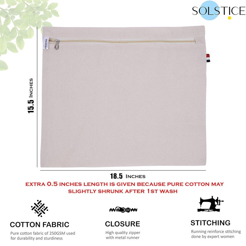 Solstice Cotton Big Saree Covers / Bags For Storage Single (18 X 15 Inches) For Big Silk Sarees, Lehengas, Clothes With Zipper Closure (Without Window - Pack Of 10), Beige - Image 2