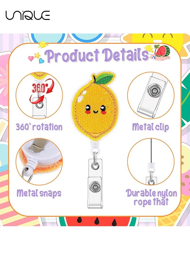 Unique 4 Pieces Retractable Badge Reel Retractable Badge Holder with Swivel Alligator Clip Felt Embroidered ID Badge Reel for Nurse Badge Reel for Doctor Office Worker (Cute Style)  - Image 3