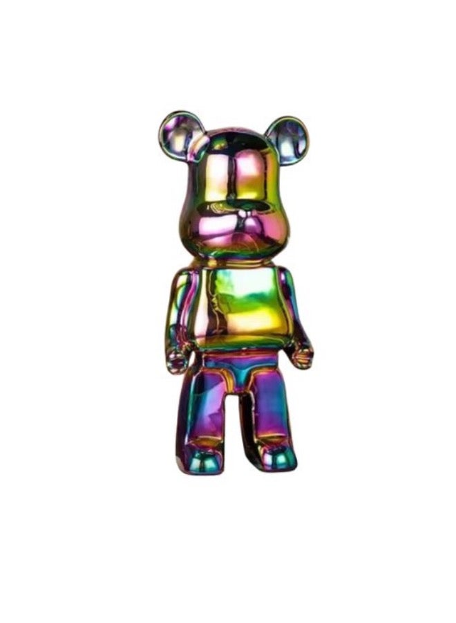 تمثال لعبة الدب الفني الزخرفي 28 × 10 سم، بنك عملة متعدد الاستخدامات، لون قوس قزح. - Image 1