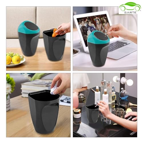 SARTE Car Mini Dustbin With Lid Perfect For Car Trash Bin And Dustbin Holder For Car (Pack of 1) - Image 4