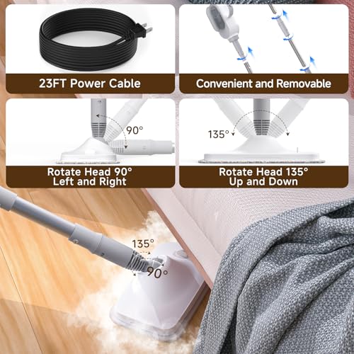 SYUDTY Steam Mop, 13-in-1 Powerful Handheld Steam Cleaner with 13 Accessories, 500ML Removable Tank, 23FT Power Cable, Detachable Steam Mops for Floor Cleaning, Tiles, Windows, Tile Grout, Carpets, Furniture - Image 4