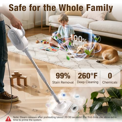 SYUDTY Steam Mop, 13-in-1 Powerful Handheld Steam Cleaner with 13 Accessories, 500ML Removable Tank, 23FT Power Cable, Detachable Steam Mops for Floor Cleaning, Tiles, Windows, Tile Grout, Carpets, Furniture - Image 2