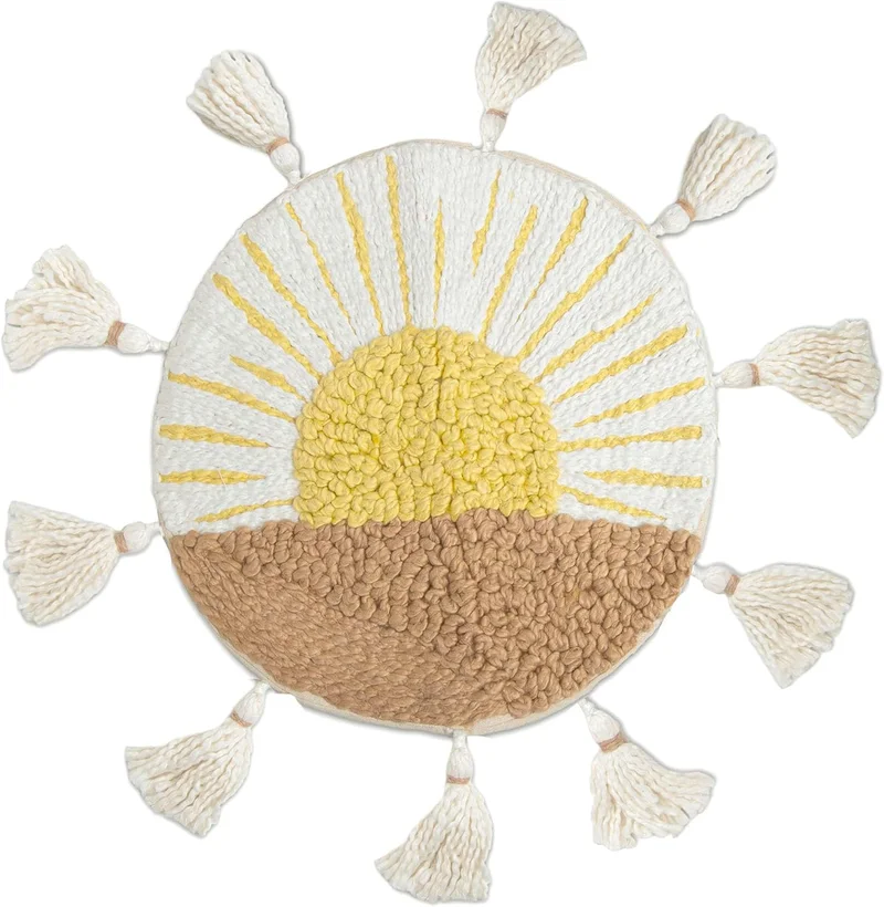 Crane BABY Crane Baby Sunshine Pillow Cover - Round Decorative Pillow for Nursery