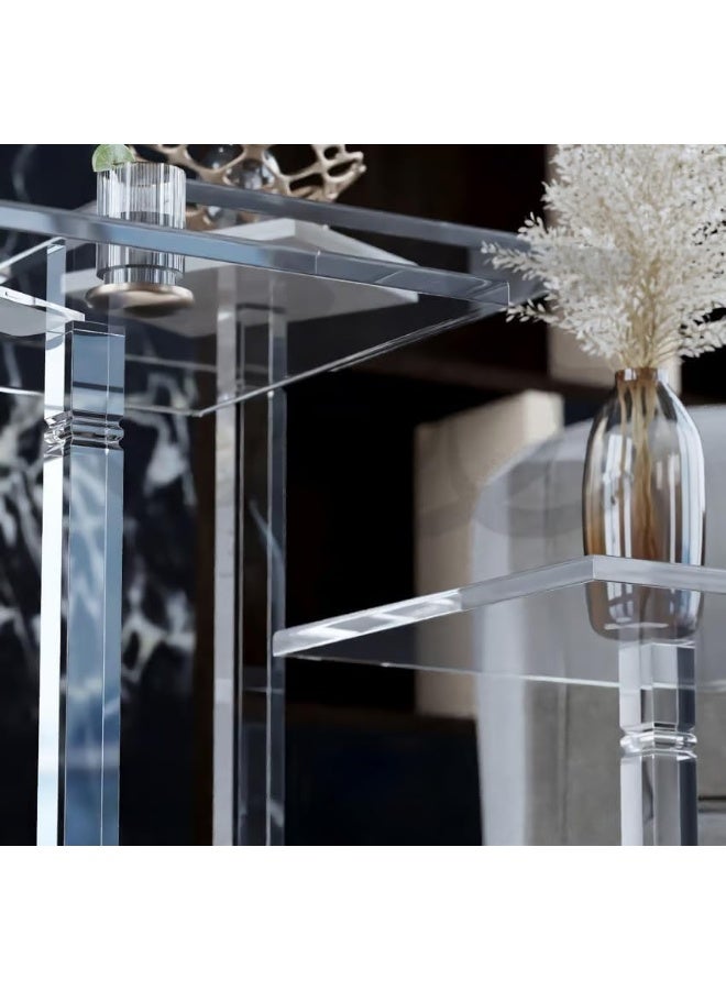 Horoof Market Horoof Home® Acrylic Presentation Table Set – Modern Clear 3-Piece Nesting Side Tables, Durable Glass Look with Sleek Design for Living Rooms, Bedrooms, and Offices  - Image 3