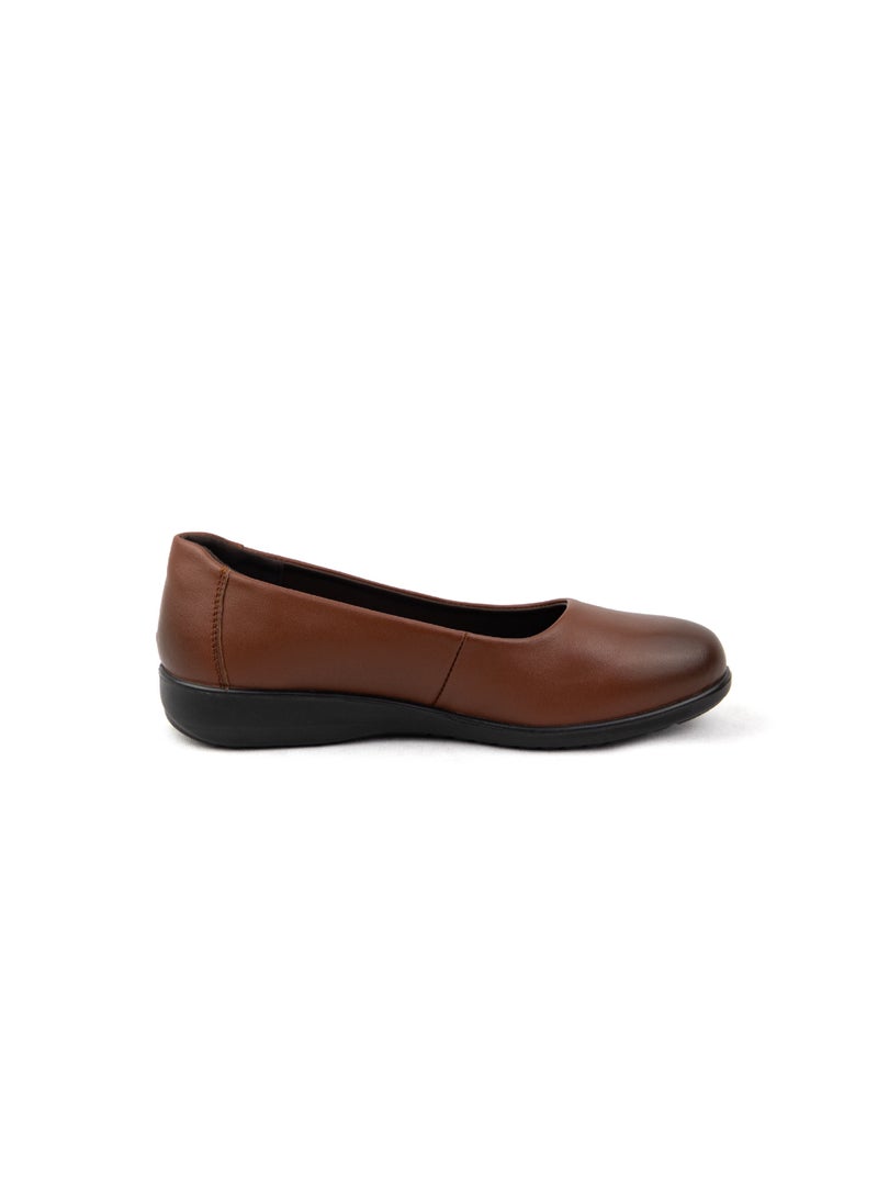 Gladiator GL 5014-3 Women’s Genuine Leather Comfort Flats – Brown | Office & Formal Wear Shoes - Image 1