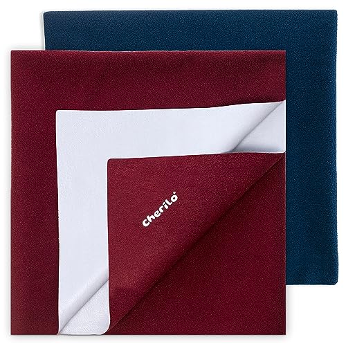 Cherilo Waterproof Quickdry Baby Dry Sheet Combo Pack, Medium (Maroon + Navy Blue) - Image 1