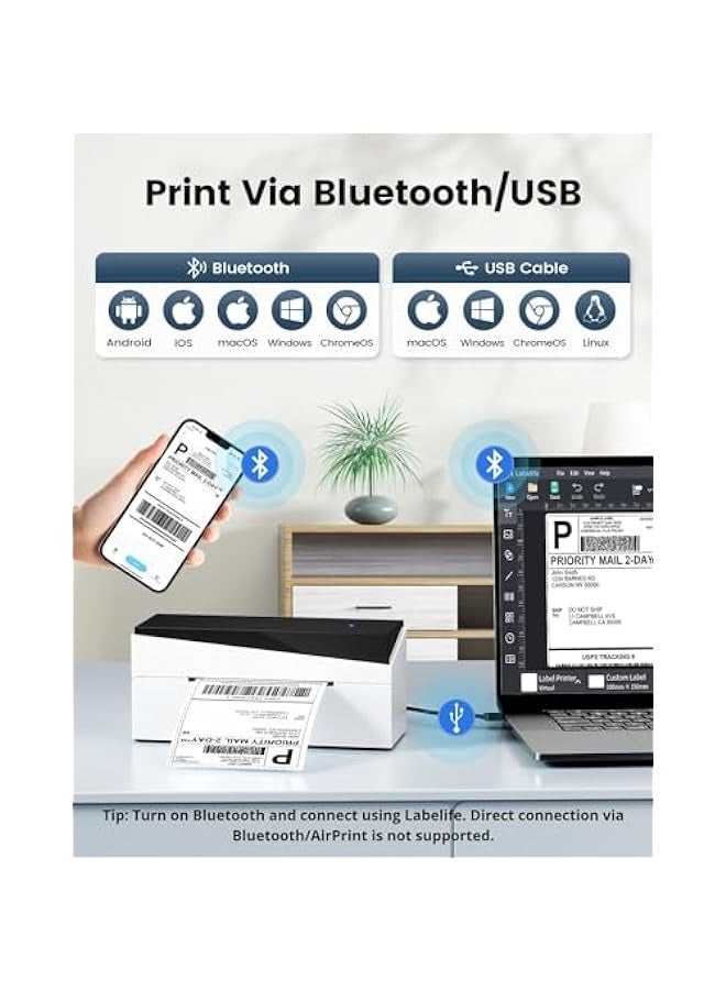 phomemo Bluetooth Shipping Label Printer, Thermal Label Printer 4x6, Label Printer for Small Business Shipping Packages 249BT Support Android, iOS, Windows - Image 2