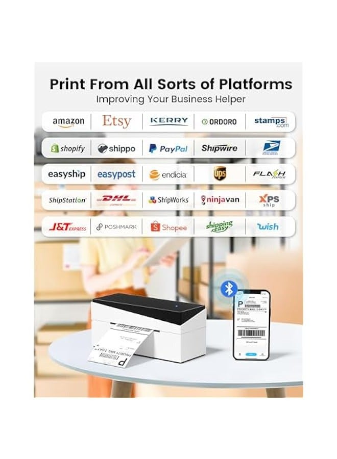 phomemo Bluetooth Shipping Label Printer, Thermal Label Printer 4x6, Label Printer for Small Business Shipping Packages 249BT Support Android, iOS, Windows - Image 3