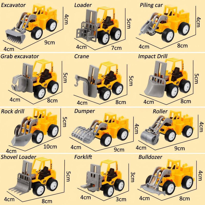 Sosation 36 Pcs Construction Party Favors Engineering Trucks Small Digger Truck Toys Pull Back Vehicles Mini Excavator Toy Car Set for Kids Birthday Boys Girls Stocking Stuffers Full Set - Image 3