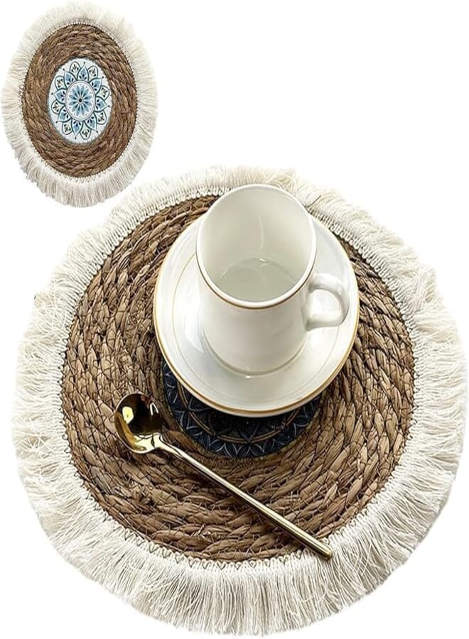 Placemats,Elegant Macrame Placemats - Exquisite Cup Coaster, Natural Table Coasters for Dining Table, Home Decor, Banquets Borato