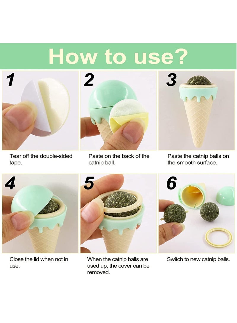 Zikra Catnip Balls Toy for Cats, Rotatable Edible Kitty Toys for Cats Lick, Teeth Cleaning Dental Kitten Chew Toys, Safe Healthy Cat Wall Treats for Kitten - Image 5