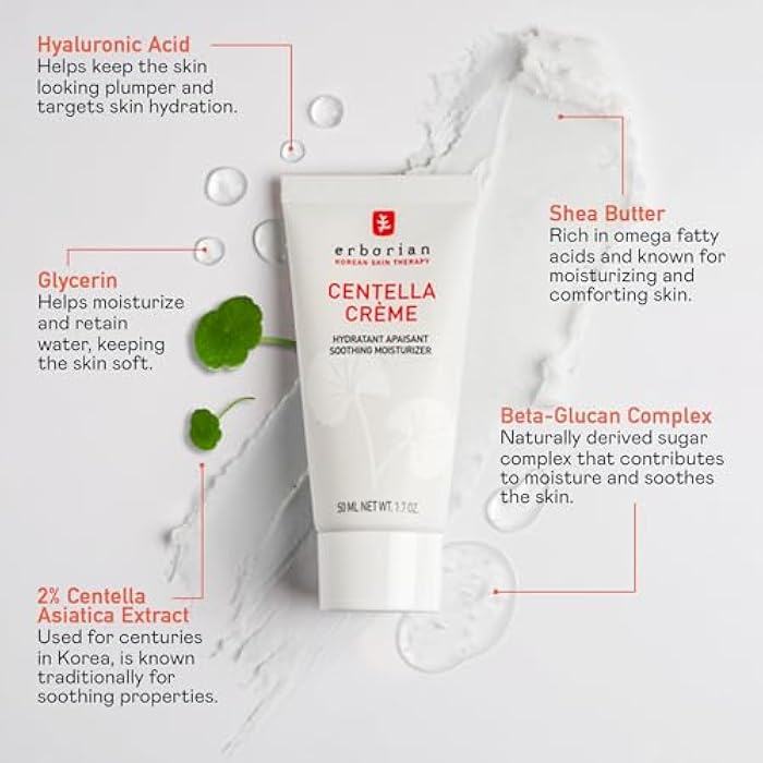 Erborian Centella Cream, Soothing Moisturizer, Hydrates for Glowy, Smooth Skin with Shea Butter with Hyaluronic Acid & Glycerin, Korean Skincare - Image 3