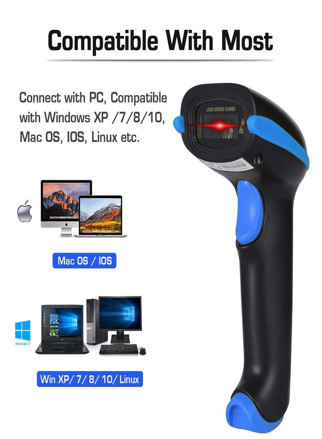 WoneNice 2.4G Wireless Barcode Scanner – 1D Handheld Cordless Barcode Reader for Retail, Warehouse, Inventory – 100ft Range, Plug & Play – Compatible with Windows, Linux, POS (Blue) - Image 5