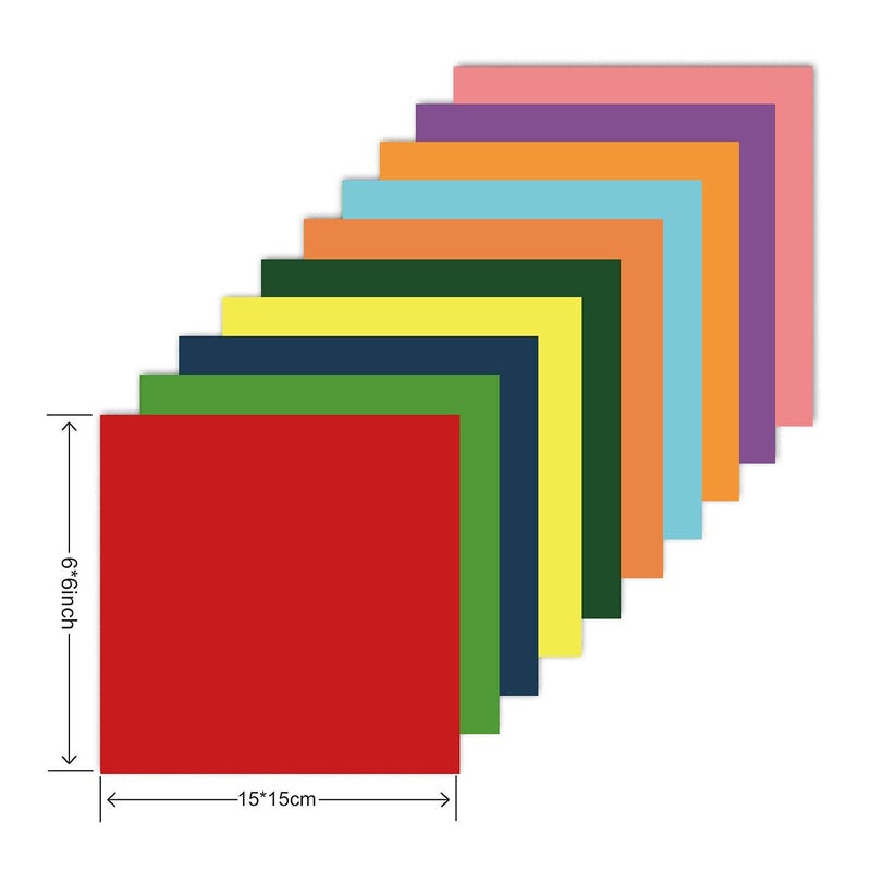 BUBU Origami Paper 6 Inches Square 500 Sheets 20 Vivid Colors Double Sided for Kids & Adults Arts and Crafts Projects - Image 3